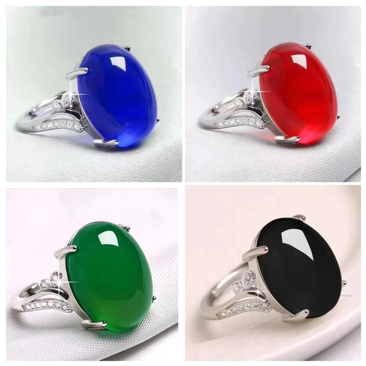 Adjustable natural sapphire ring with geometric ethnic design in alloy with five colour choices
