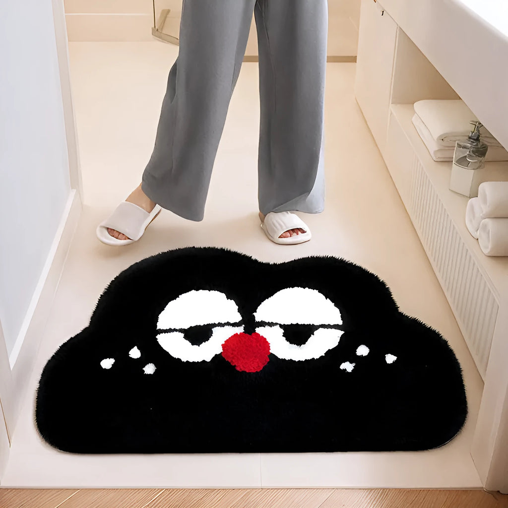 Cartoon cloud patterned bathroom mat in five colours with cashmere-like polyester fibre texture