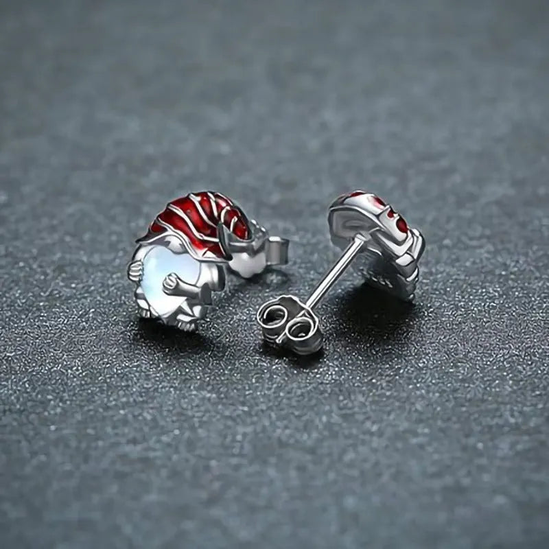 Women's heart-shaped Santa Claus design earrings with electroplated white gold colour finish