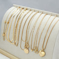 10-piece gold electroplated women's necklace set with adjustable snake chain from 21cm to 50cm length