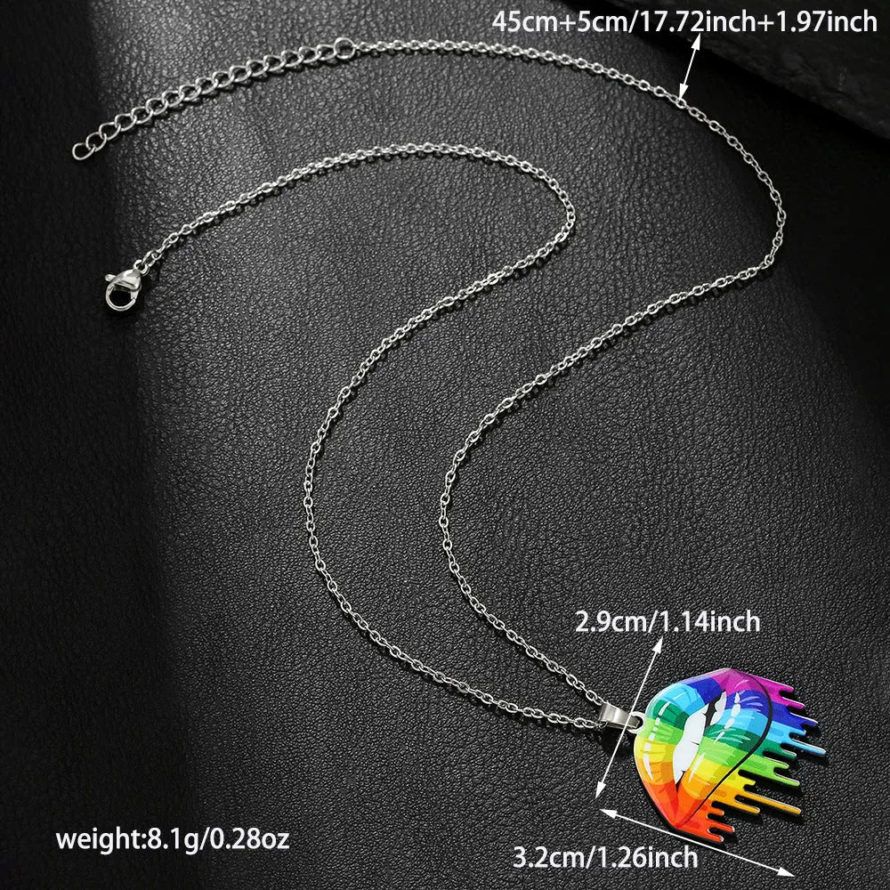 Stainless steel friendship necklace and bracelet set with colour printed inspirational designs