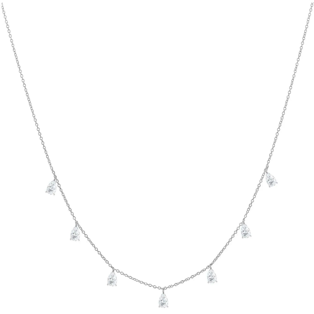 Gentle drop-shaped artificial zircon necklace on O-shaped chain in 925 silver