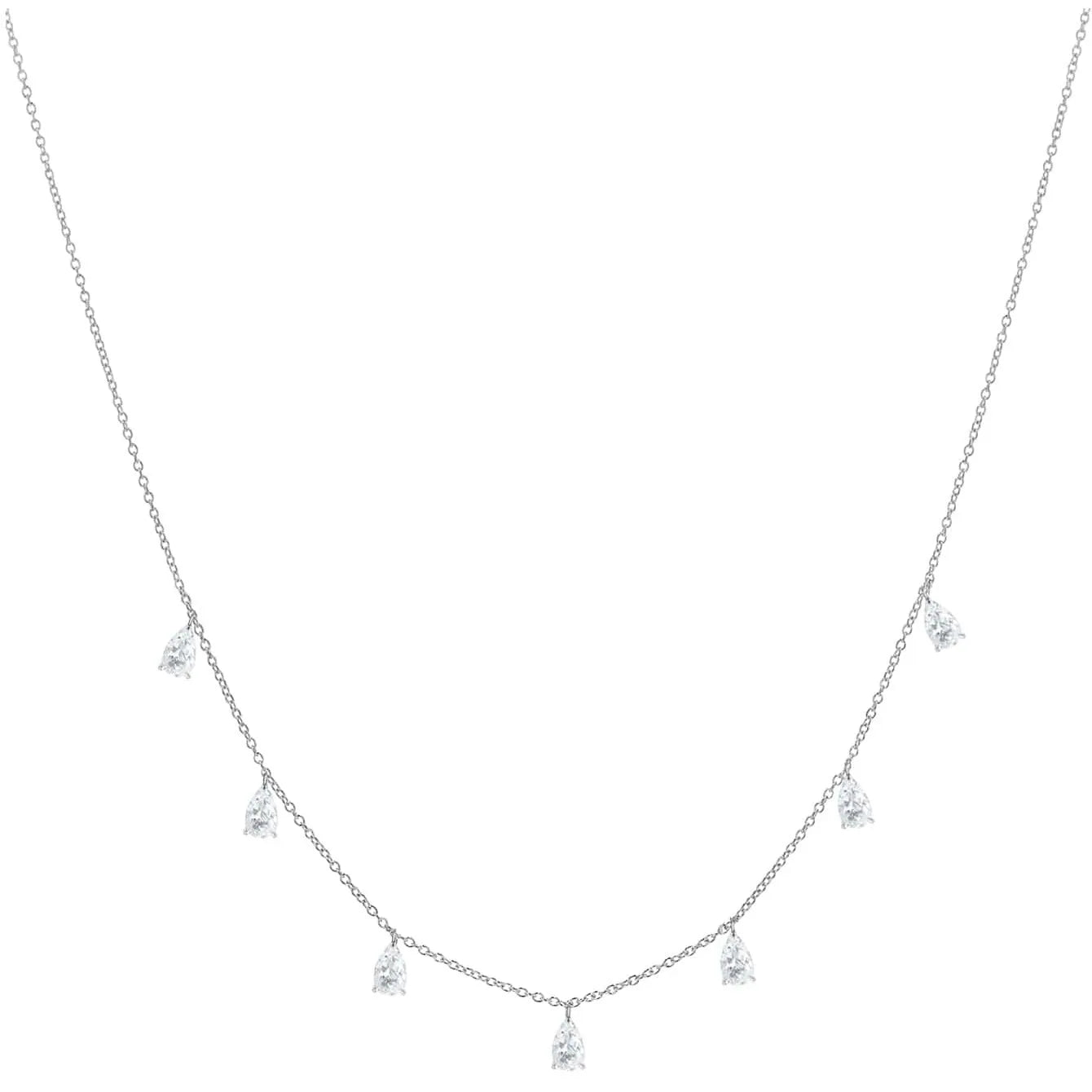 Gentle drop-shaped artificial zircon necklace on O-shaped chain in 925 silver