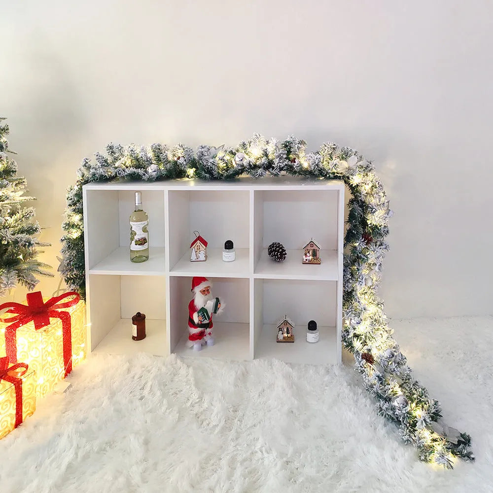 240cm long artificial rattan Christmas garland with flocked decoration in one of five colour options