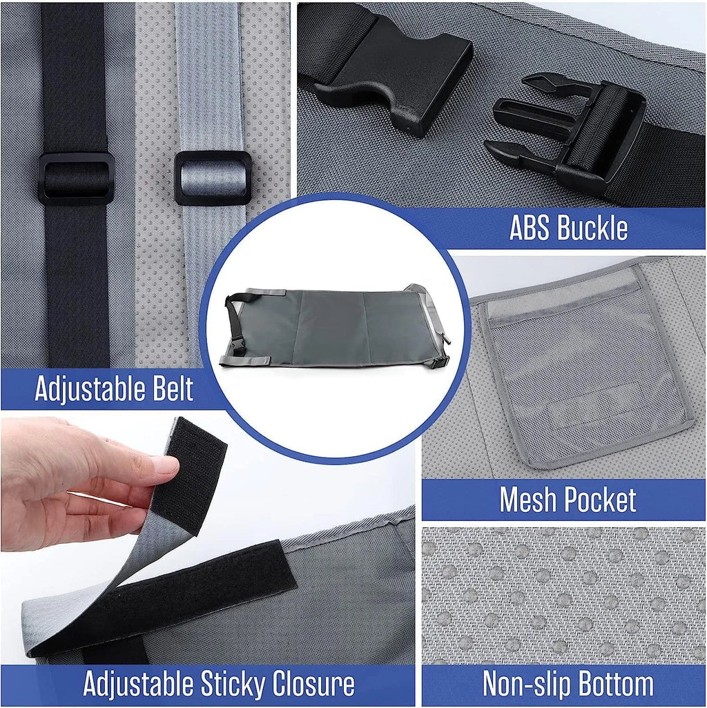 Portable children's aircraft pedal seat extender in nylon with drawstring pocket