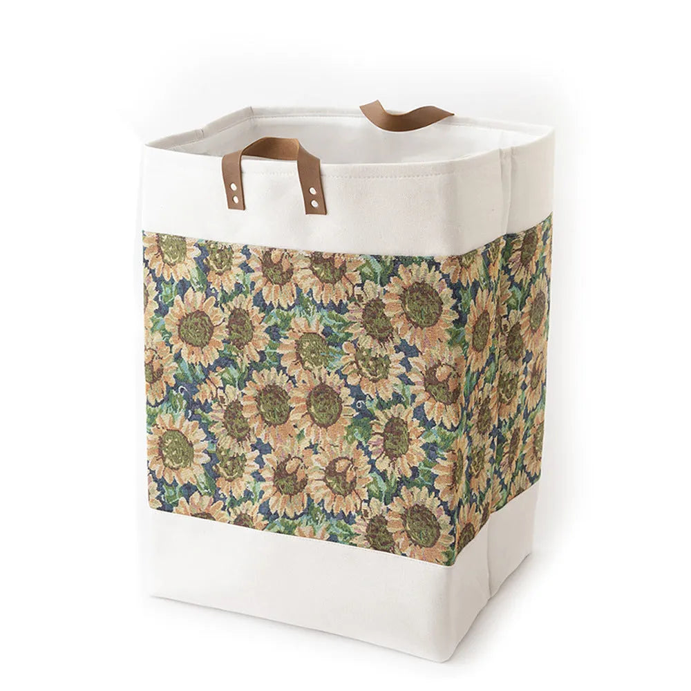 Rectangular fabric storage box with internal frame, shown in colourful bear pattern, dimensions 35cm by 35cm by 55cm.