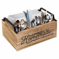 Wooden kitchen storage box with grid compartments in modern minimalist style