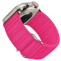 Elastic nylon Apple Watch band with stainless steel buckle shown in multiple colour options