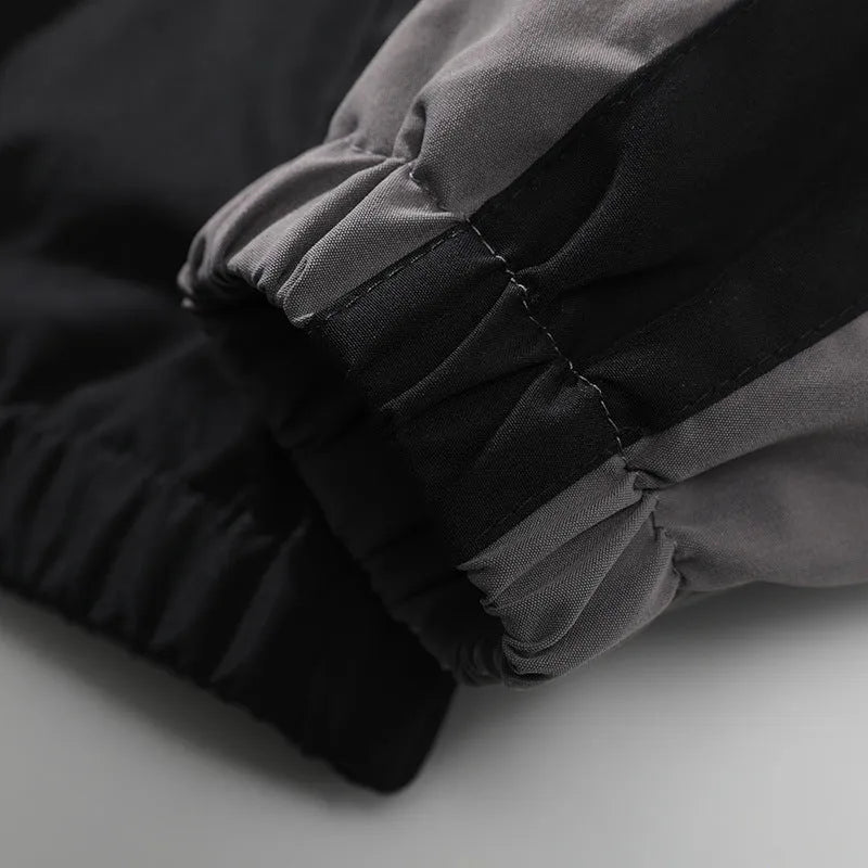 Men's casual jacket with contrast stitching design in black colour showing side pockets and regular length cut