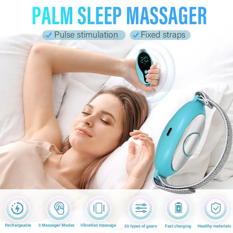 Compact white and blue sleep aid device with USB port and control buttons
