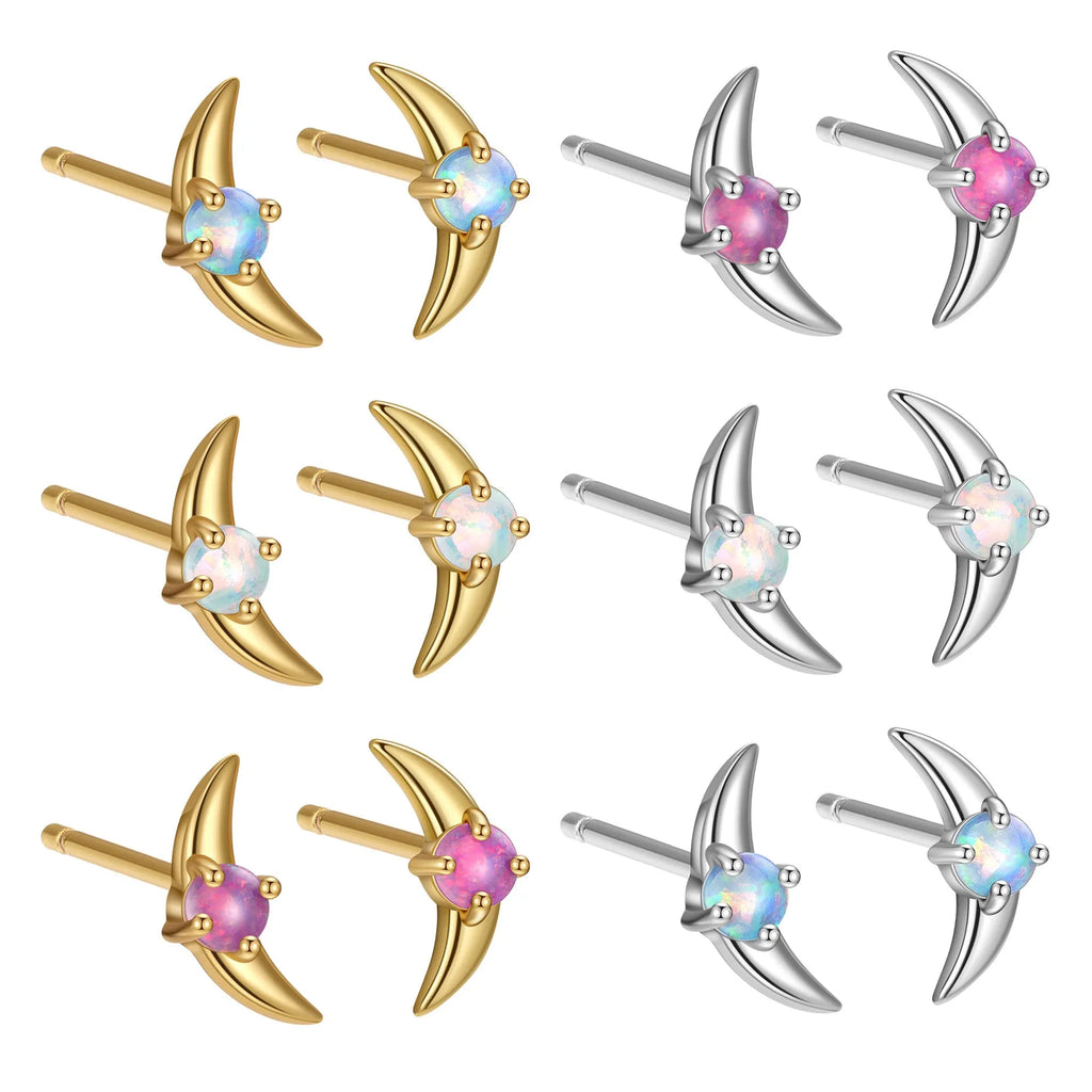 Women's geometric earrings in 925 silver with electroplated finish and cubic zirconia stones