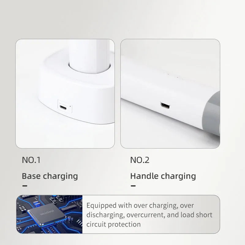 Yellow and blue rechargeable electric mosquito swatter with USB charging cable.