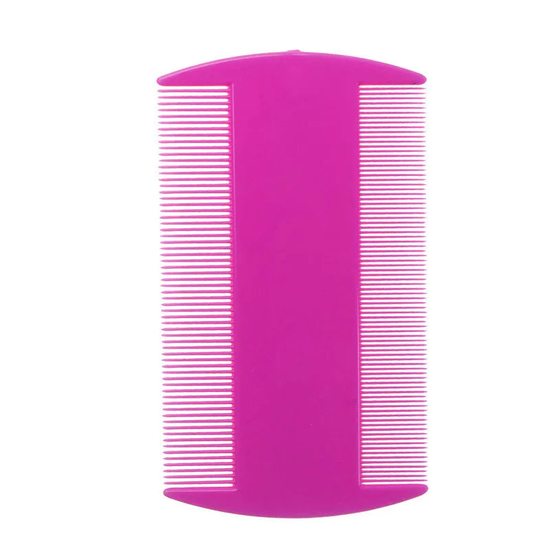 A double-edged fine-toothed plastic comb for flea and lice removal, shown in colour options.