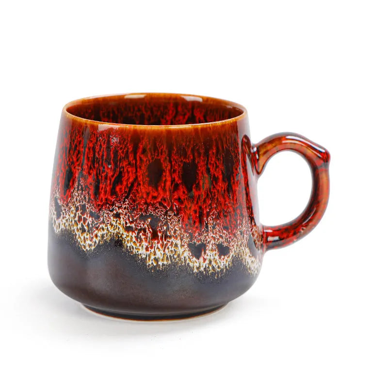 Large-capacity retro style coffee mug measuring 8.5cm tall with 8cm diameter