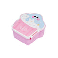 Creative ice cream shaped plastic lunch box with compartments and utensils in pink and blue cartoon designs
