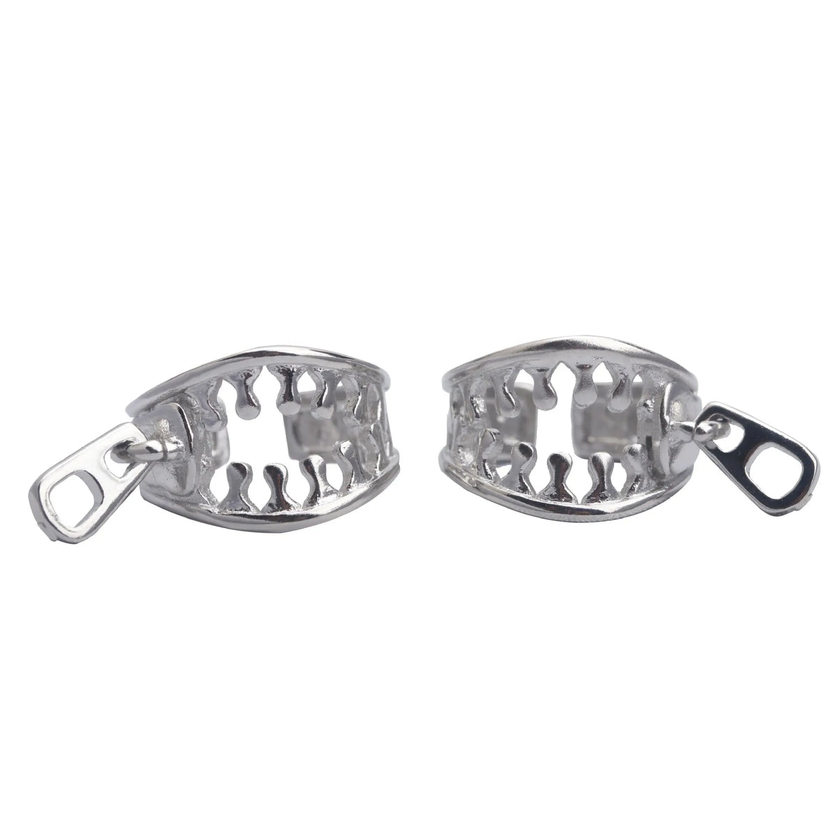 Copper geometric ear bone clips with zipper design in silver ES862 colour