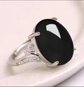 Adjustable natural sapphire ring with geometric ethnic design in alloy with five colour choices
