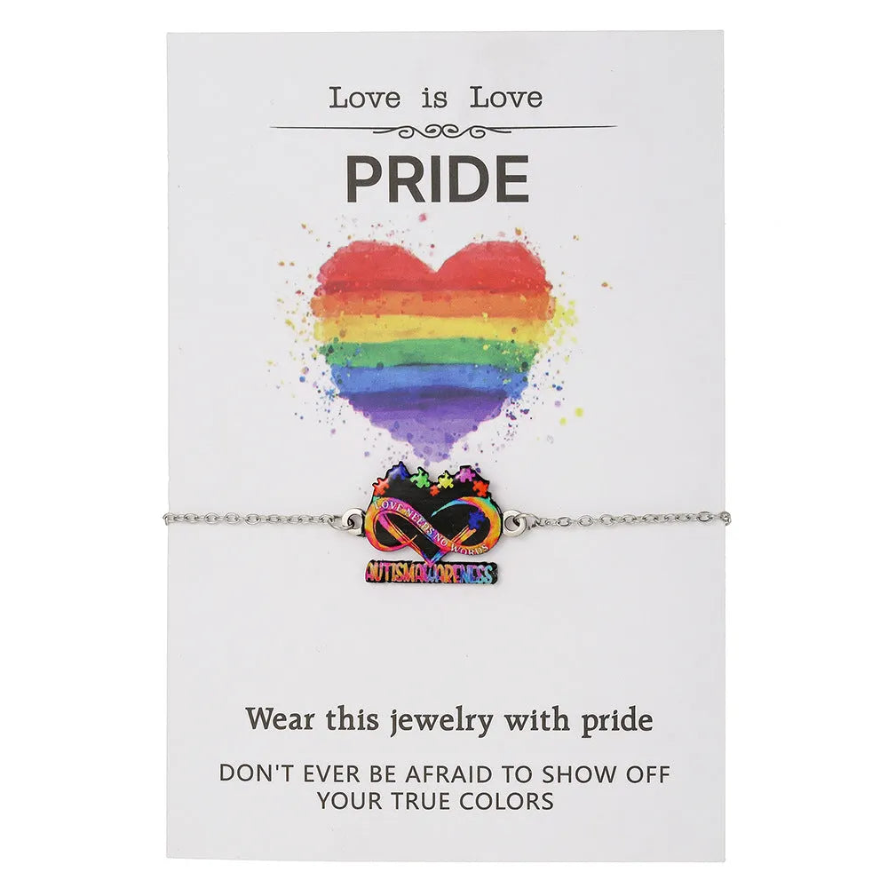 Stainless steel friendship necklace and bracelet set with colour printed inspirational designs