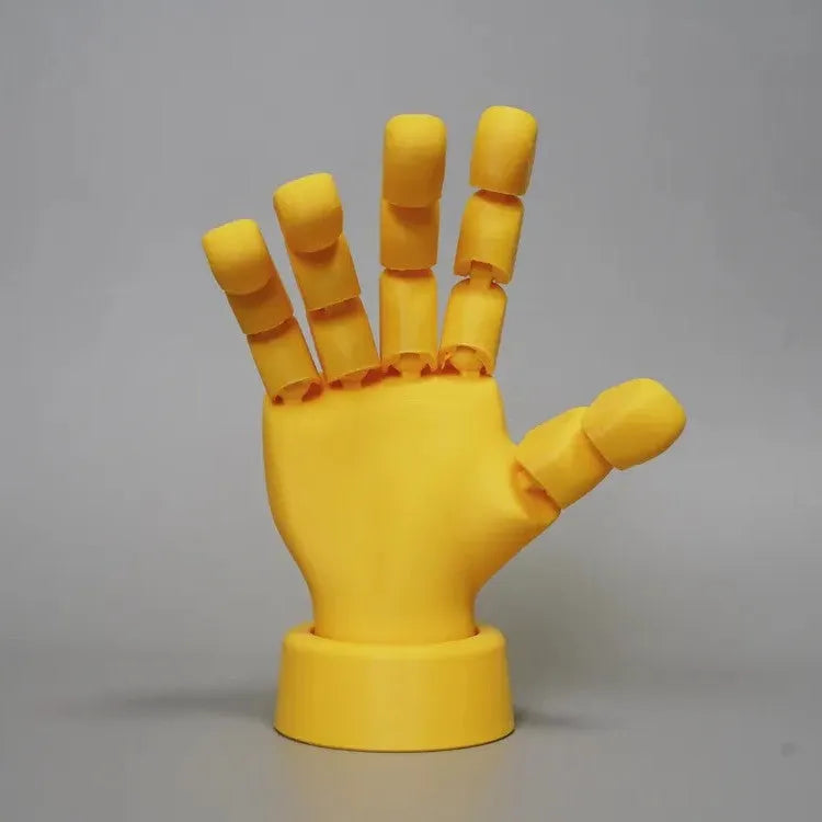 Yellow PLA movable joint hand props with American style decorative detailing