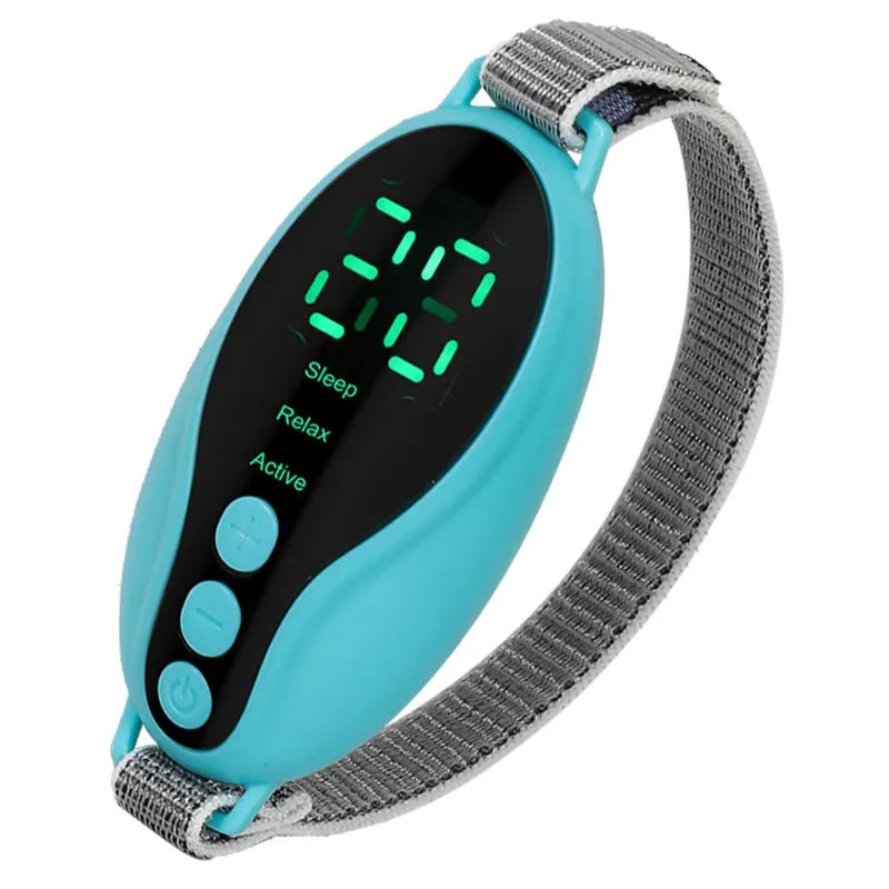 Compact white and blue sleep aid device with USB port and control buttons