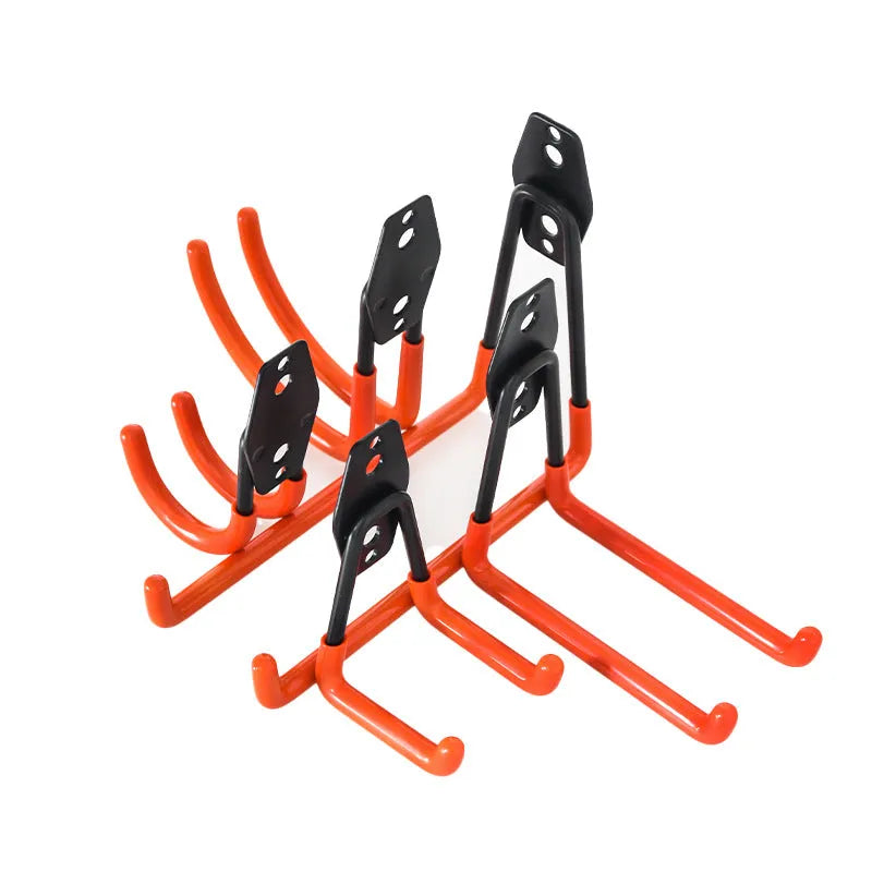 Carbon steel wire-wrap board storage hook in bright orange, black, or grey with mounting screws