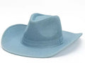 Brown leather velvet western cowboy hat with curved edge and conical crown design
