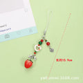 Plastic resin mobile phone charm keychain with fruit designs including apple and strawberry patterns