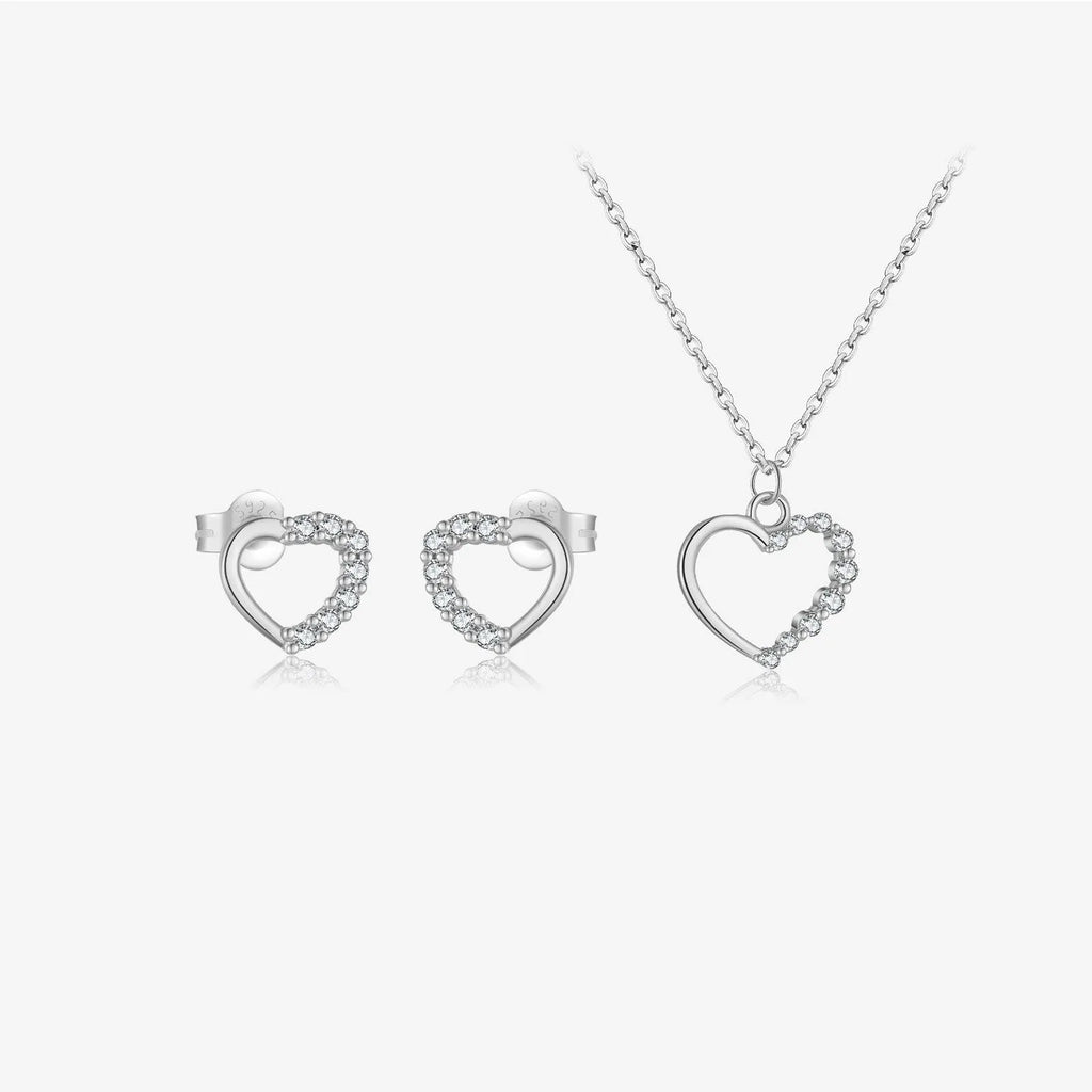 S925 sterling silver hollow heart pendant necklace on a chain with a gold plated finish.