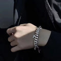 Men's titanium steel bracelet with geometric cross pendant in cold wind style