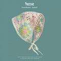 Cotton triangular headscarf with floral pattern options including beige blue little daisy design