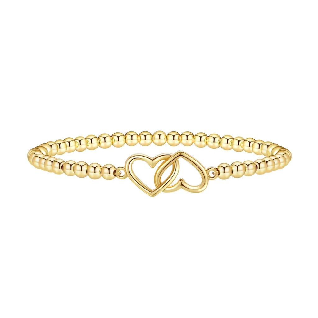 Adjustable stainless steel beaded bracelet for women in a simple geometric style with round beads.