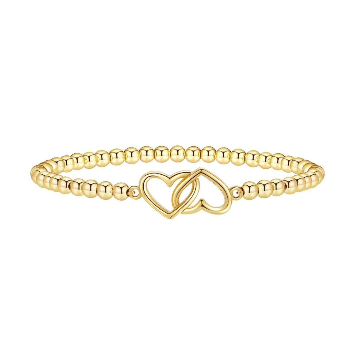 Adjustable stainless steel beaded bracelet for women in a simple geometric style with round beads.