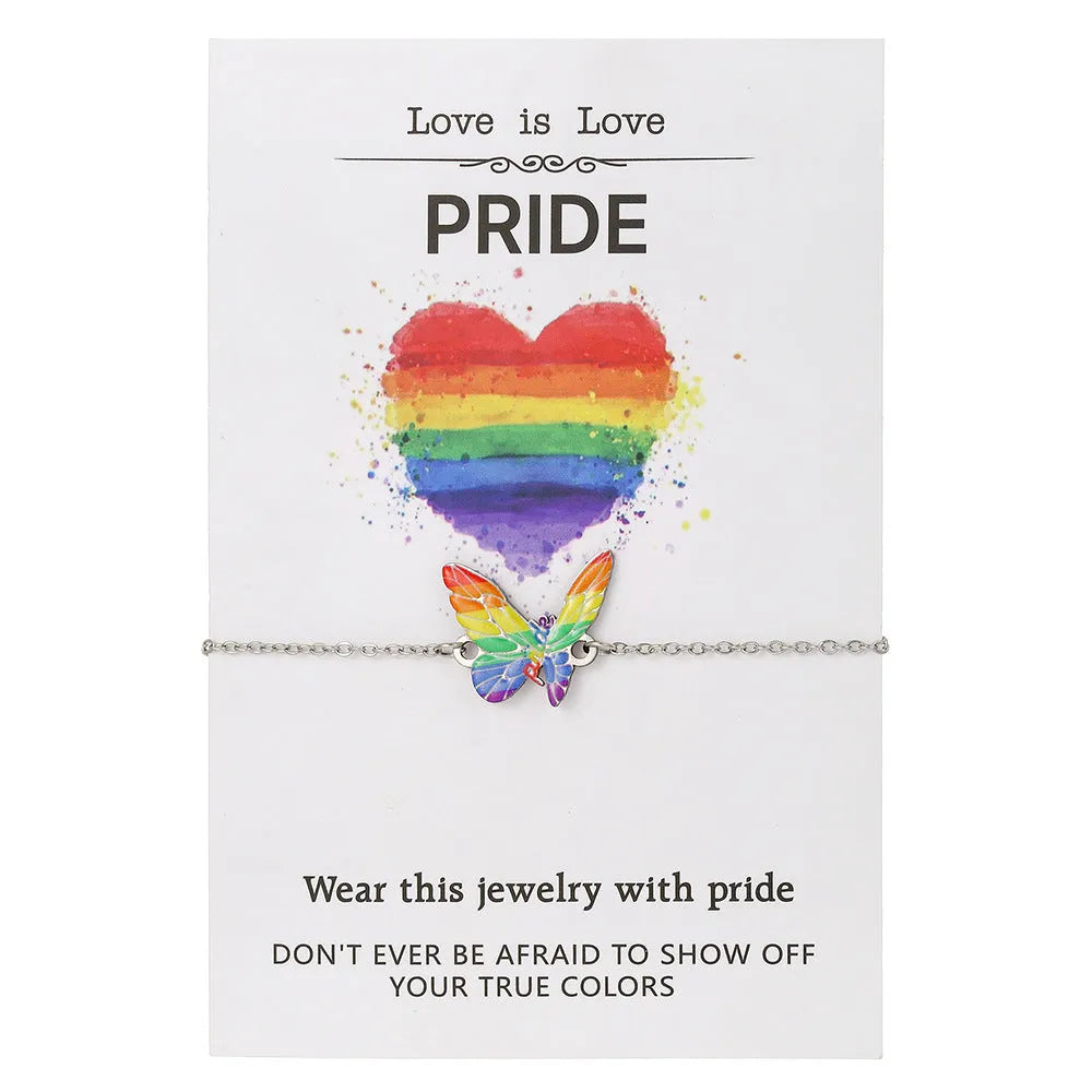 Stainless steel friendship necklace and bracelet set with colour printed inspirational designs