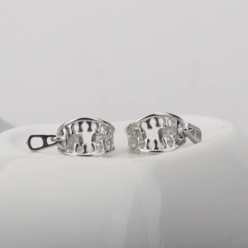 Copper geometric ear bone clips with zipper design in silver ES862 colour