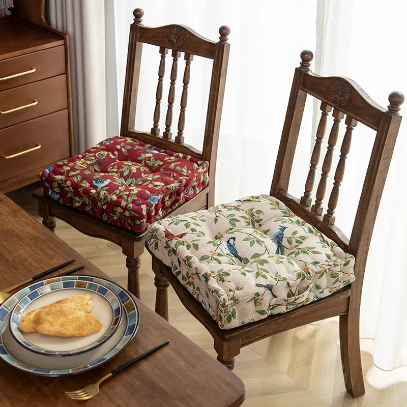 American style dining chair cushion with botanical print measuring 40x40x8cm