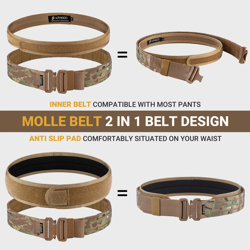 2-inch thick tactical waist belt with quick-release alloy buckle in CP camouflage colour