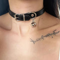 Black adjustable leather choker collar with a choice of cat paw, bone, or LD style charms.