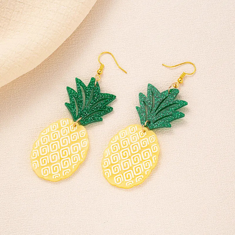 Drop-shaped coconut artocarpus pattern earrings with alloy hooks in five colour variations