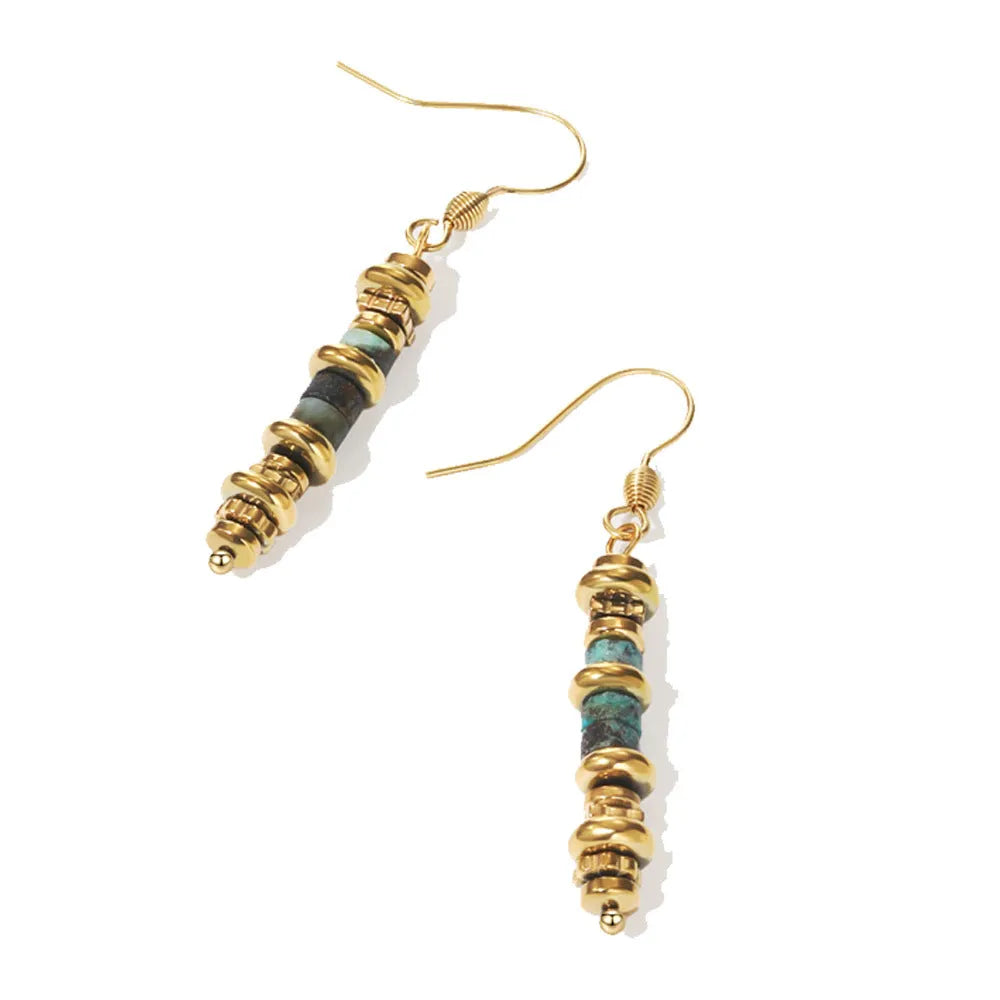 Titanium steel geometric dangle earrings with 18K purity plating in colour SE22101520