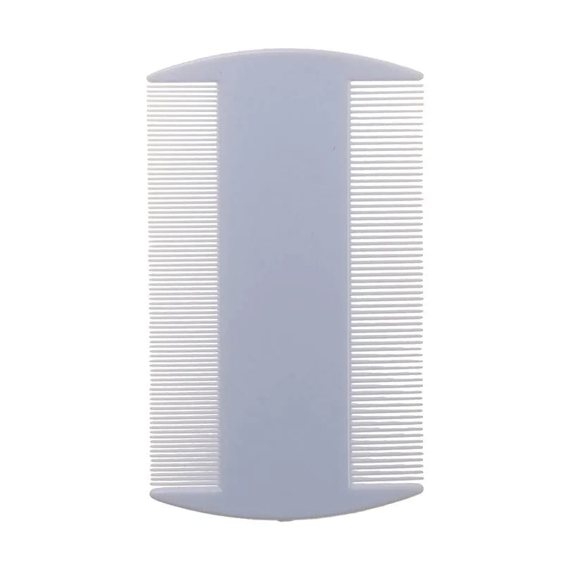 A double-edged fine-toothed plastic comb for flea and lice removal, shown in colour options.