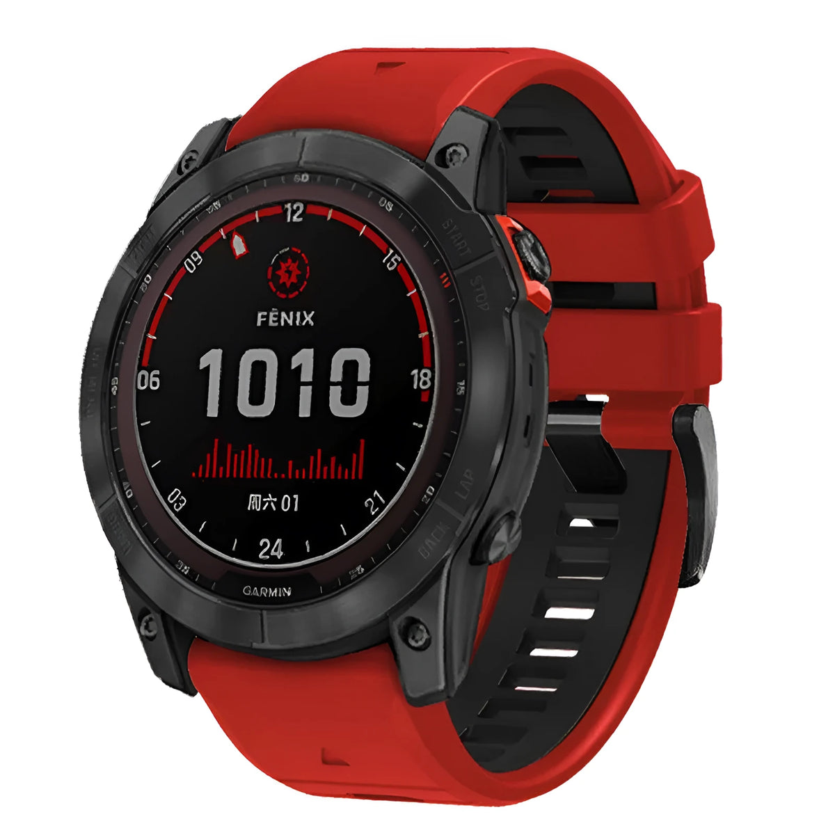 Two-tone quick release silicone watch strap for Garmin Fenix smartwatch