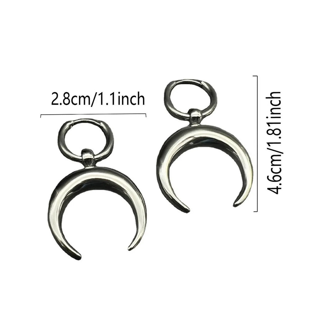 Silver 18K gold plated alloy gothic moon ear clip earrings with geometric punk style for women
