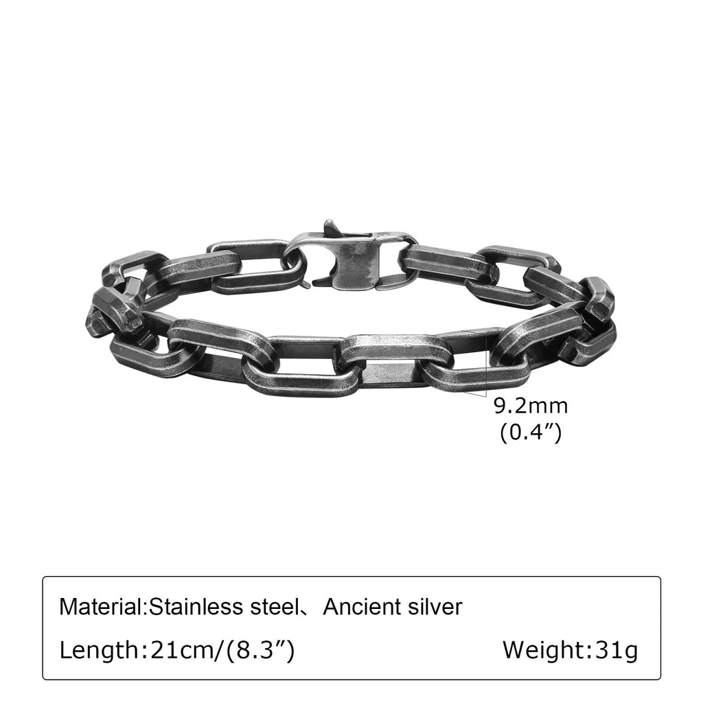 Square chain link men's bracelet in titanium steel with electroplated finish
