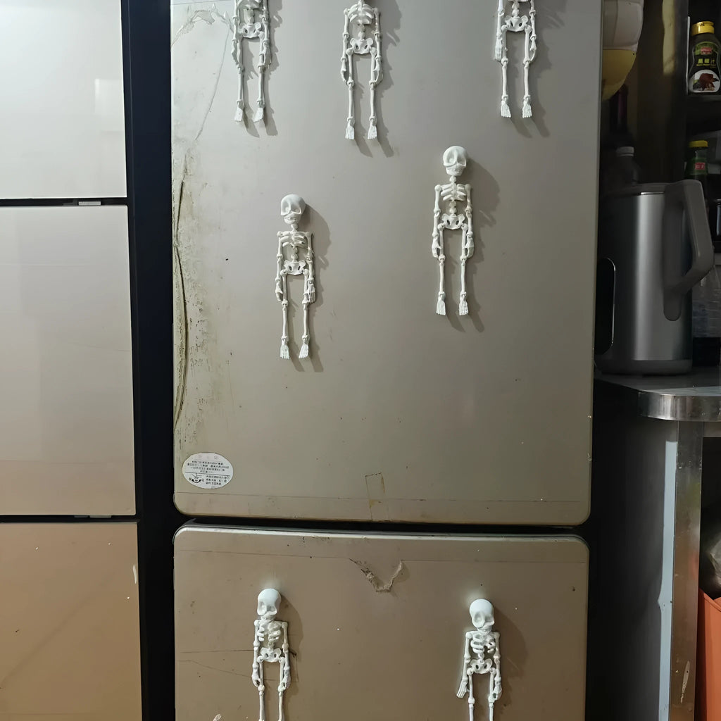 3D printed Halloween skull refrigerator magnet in multiple colour options showing 18cm height dimension