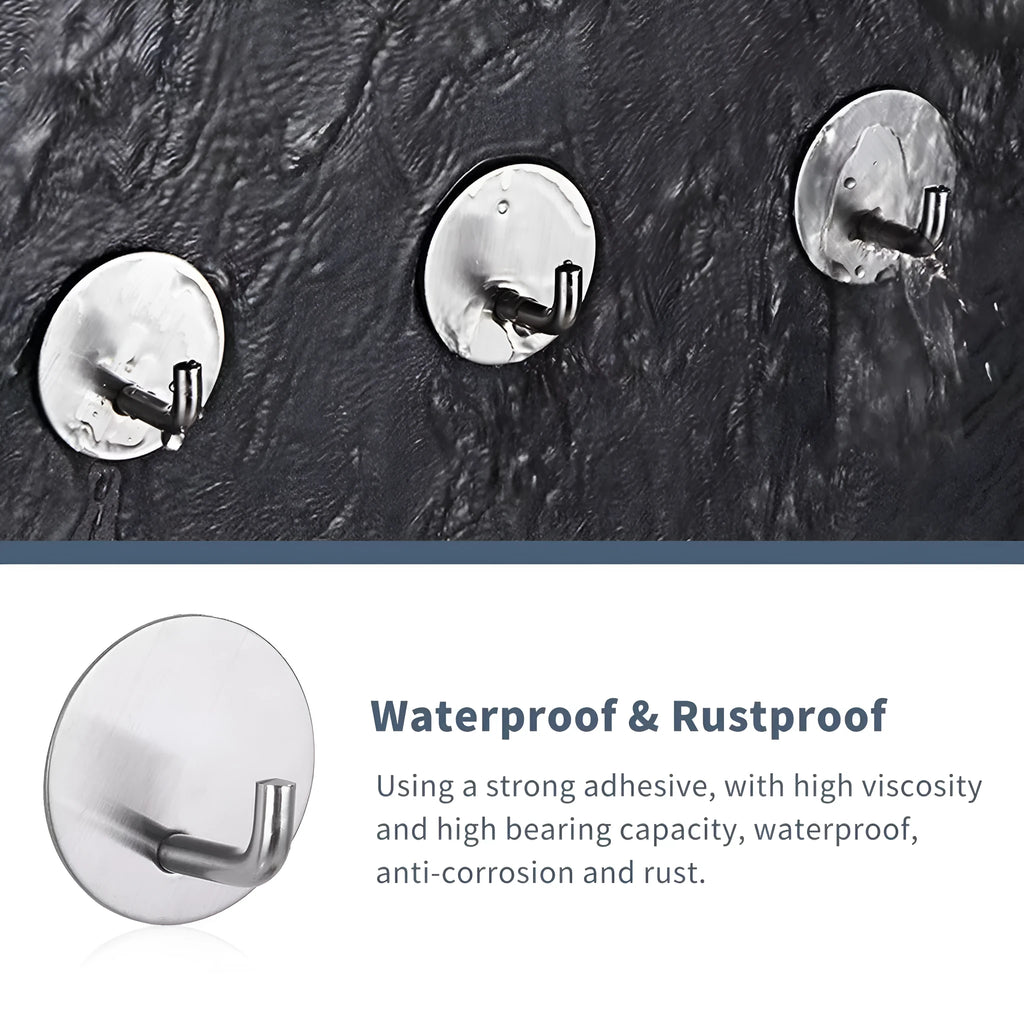 Black and polished stainless steel self-adhesive hook for 3kg load