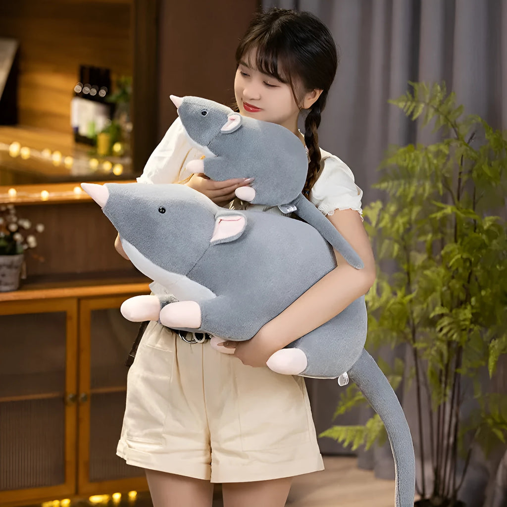 Cartoon mouse plush toy doll in three sizes: small, medium, and large.