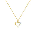 S925 sterling silver hollow heart pendant necklace on a chain with a gold plated finish.