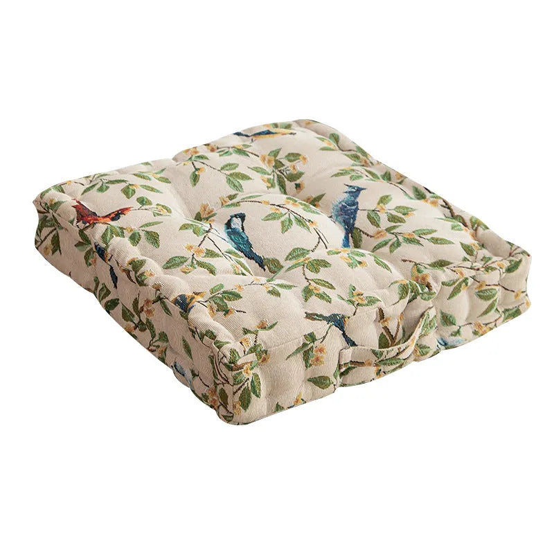 American style dining chair cushion with botanical print measuring 40x40x8cm