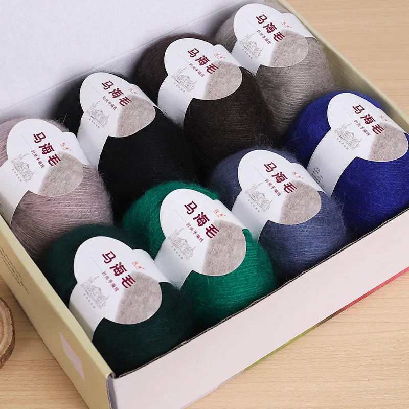 Mohair scarf DIY knitting kit with wool ball for hand-weaving in 34 colour options