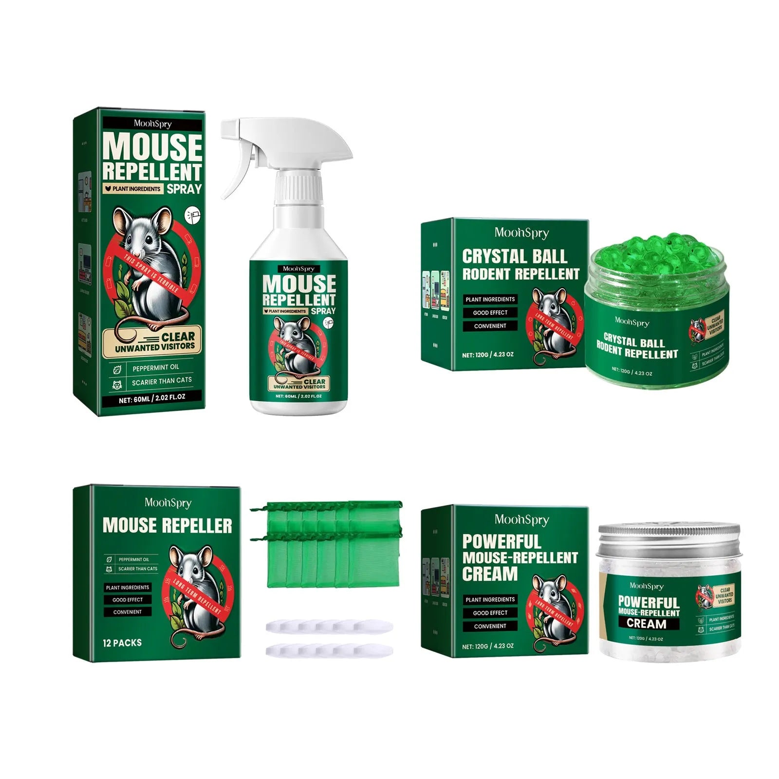 60ml natural mouse repellent spray bottle with essential oil formula for homes and cars